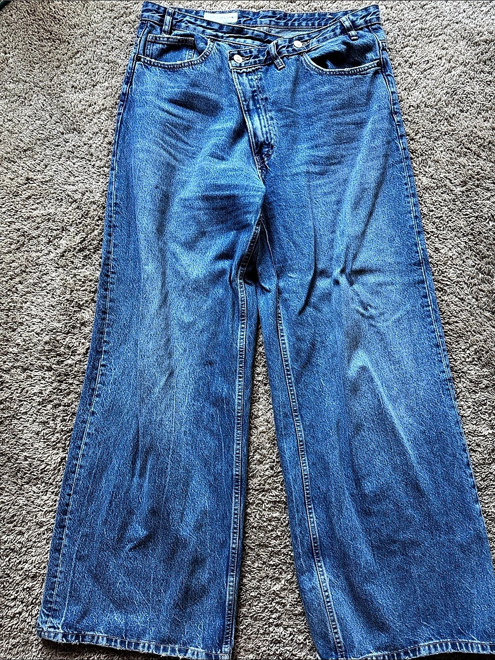 Zara High-Rise Crossover Wide-Leg Jeans Women's Wide Leg Jeans in Blue